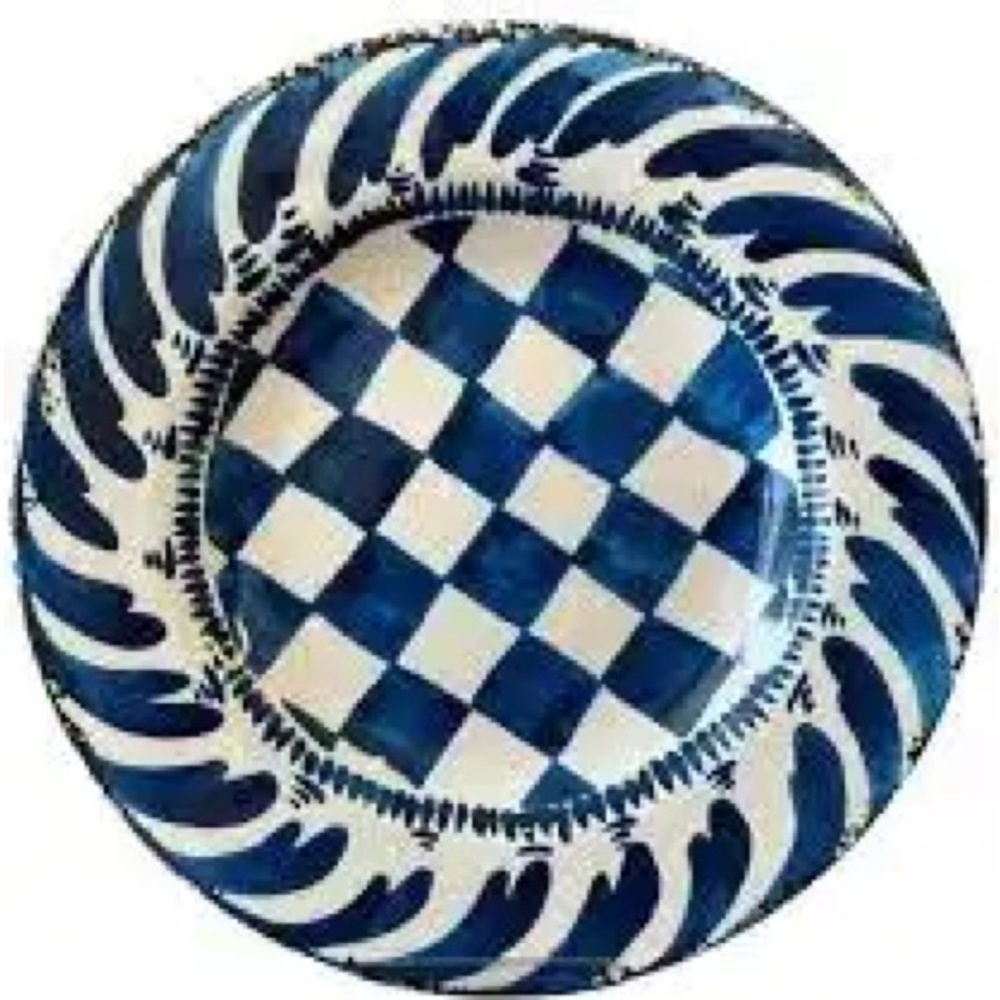 MIKASA blue checked salad plates melamine 9”. (4)